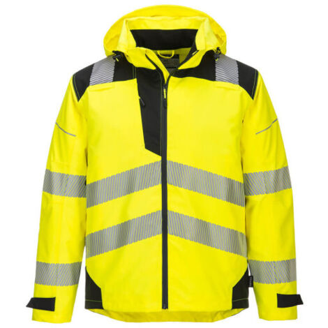 Chubasquero transpirable PW3 Extreme con capucha + cintas reflectantes PW360 XS Amarillo/Negro (1/2)