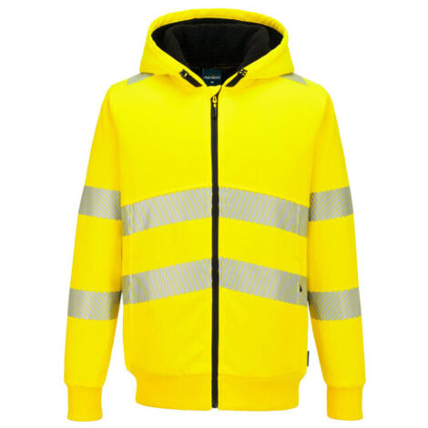 Sudadera con capucha de invierno con cremallera y alta visibilidad PW321 S amarillo (1/2)