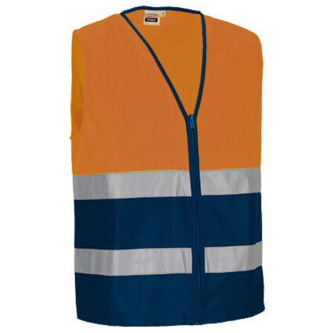 Chaleco reflectante bicolor PALMER XL Naranja flúor / Azul marino orión (1/3)
