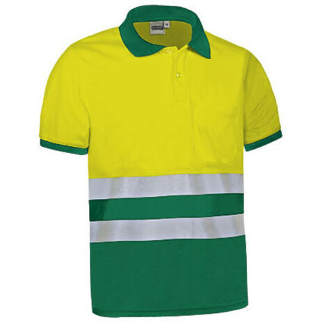 Polo de Alta Visibilidad bicolor con manga corta y bolsillo DELAWARE M Amarillo flúor / Verde kelly (1/3)
