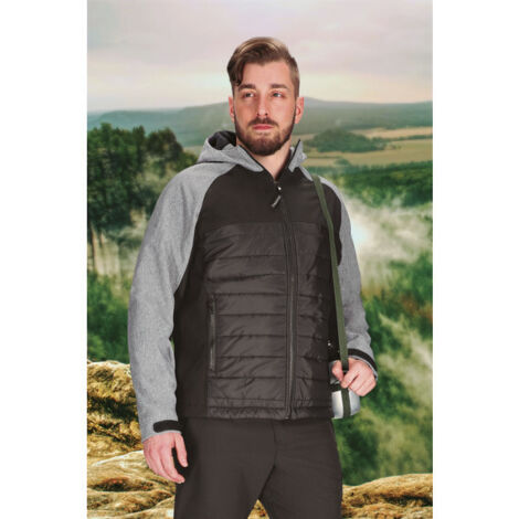Chaqueta softshell acolchada con diseño bicolor en gris y negro, con capucha BERING L Negro (1/3)