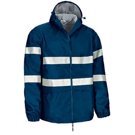 Chaqueta impermeable de Visibilidad Realzada FERGUSON L Azul marino orión (1/3)