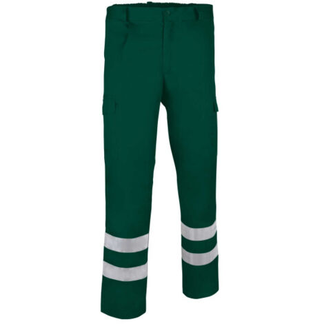 Pantalón multibolsillos con pinzas retroreflectantes Drill S Verde Botella (1/3)