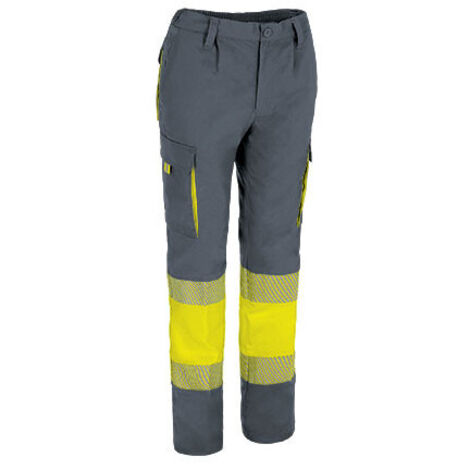 Pantalón de Alta Visibilidad multibolsillos bicolor ABERDEEN S Amarillo flúor / Gris cemento (1/3)