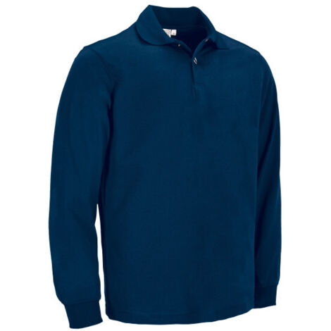 Polo de manga larga sin bolsillos, sin botones, azul y blanco, para uniforme laboral, tejido pique resistente SENA XL Azul marino orión (1/2)