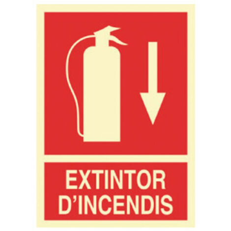 Señal de socorro en catalán Extintor D'incendis (flecha Abajo) 297X210 mm (1/2)