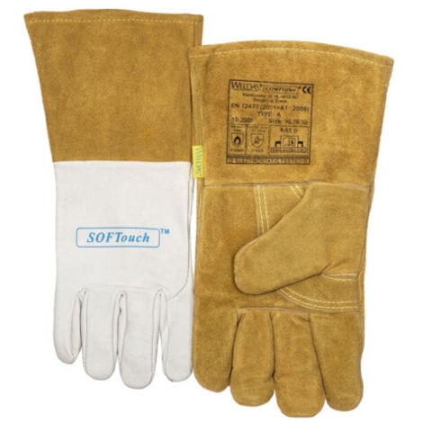 Guante para soldadura combinado XL: Mano izquierda 10-2000 y mano derecha 10-1009 WELDAS