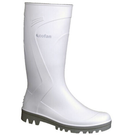 Bota de Agua caña Alta Fabricada en PVC Color Blanco y Suela Antideslizante 37 Blanco