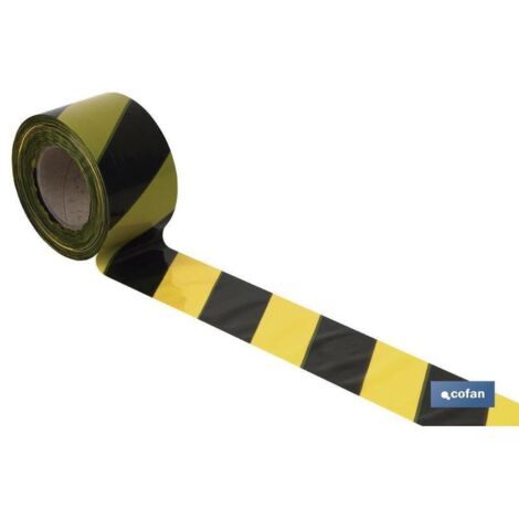 COFAN cinta balizam. amarilla/negra 50mm x 100mts , Cinta de balizamiento no adhesiva, en color amarillo y negro de 50 o 80 milímetros de ancho y 100 o 200 metros de longitud. Fabr