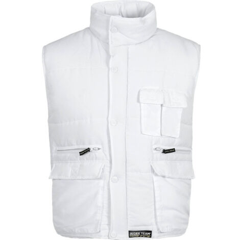 Chaleco industrial acolchado de cuello alto multibolsillos WORKTEAM S3250 L Blanco (1/3)