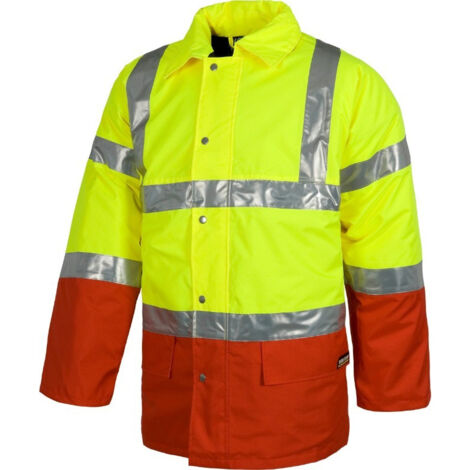 Parka impermeable con bolsillos laterales de ojal de alta visibilidad WORKTEAM C3711 (1/3)