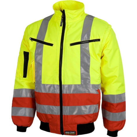 Piloto de Alta Visibilidad convertible de cuello alto y ajuste en cintura WORKTEAM C3740 (1/3)