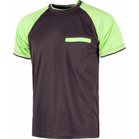Camiseta manga corta bicolor con triple costura WORKTEAM WF1016 Future XL Marron+Verde Lima (1/3)