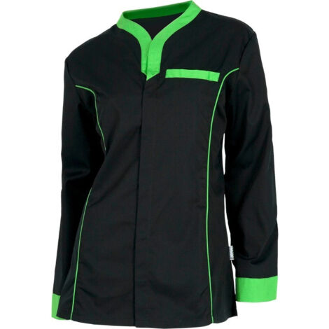 Casaca de mujer entallada de manga larga WORKTEAM Servicios B6200 XL Negro+Verde Pistacho