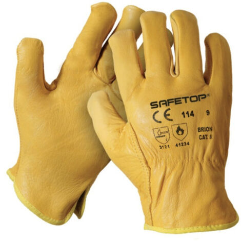 Guantes elásticos de piel flor vacuno SAFETOP tipo conductor Brión 9 Amarillo
