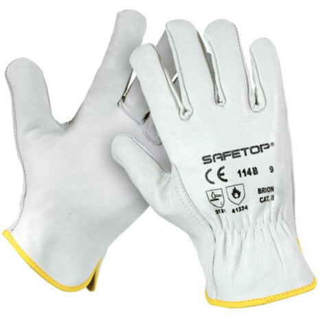 12 pares de Guantes Piel Tipo Conductor Brión | Blanco - 7