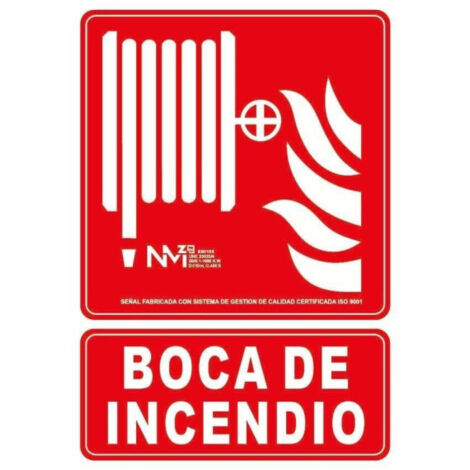 Señal de extinción de boca de incendio (BIE) luminiscente SEKURECO                         210 x 300 mm                          CLASE B (ALUMINIO 0'5 mm)