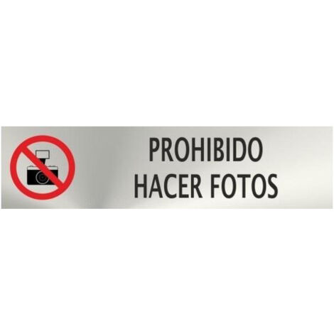 Señal informativa de acero inoxidable Prohibido Hacer Fotos 50x200 mm SEKURECO (1/2)