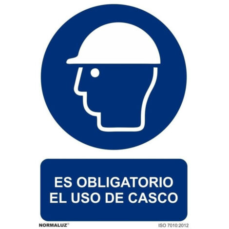 Señal Es Obligatorio El Uso de Casco Con Tintas UV | ADHESIVOS DE VINILO - 100 x 150 mm (1/2)
