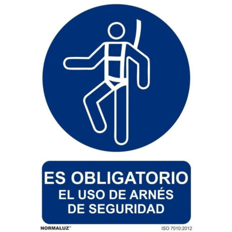 Señal para Uso obligatorio de arnés de Seguridad SEKURECO                         300 x 400 mm                          PVC GLASSPACK 0'7 mm