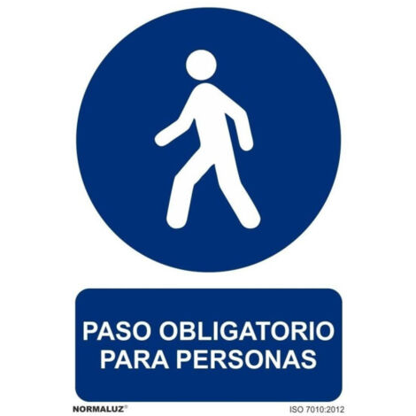 Señal de vinilo con tintas UV Paso obligatorio para personas SEKURECO                         100 x 150 mm                          ADHESIVOS DE VINILO