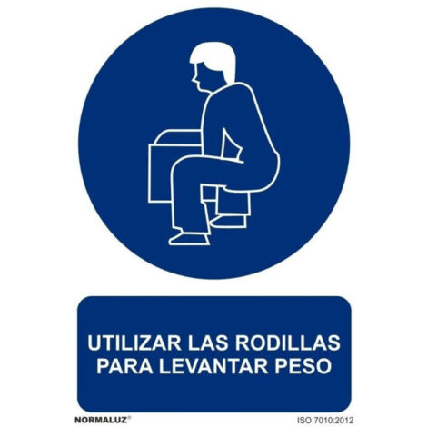 Señal que indica Utilizar Las Rodillas Para Levantar Peso, con tintas UV SEKURECO                         210 x 300 mm                          PVC GLASSPACK 0'7 mm