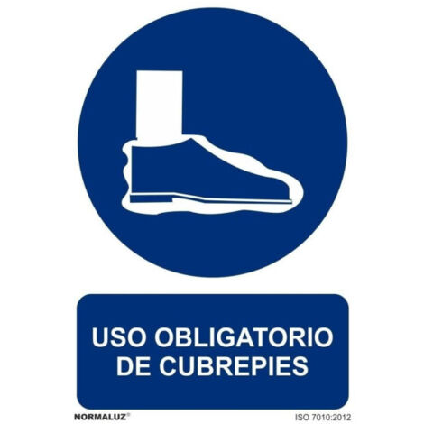 Señal Uso Obligatorio de Cubrepies Con Tintas UV | ADHESIVOS DE VINILO - 150 x 200 mm