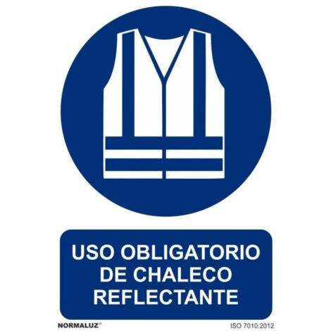 Señal de Uso Obligatorio de Chaleco Reflectante, con tintas UV SEKURECO                         300 x 400 mm                          ALUMINIO 0'5 mm