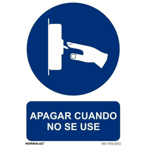 Señal que indica Apagar Cuando No Se Use, con tintas UV SEKURECO                         150 x 200 mm                          ADHESIVOS DE VINILO