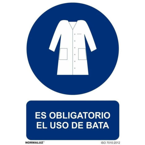 Es Obligatorio El Uso de La Bata, señal de obligación (varios formatos) SEKURECO                         300 x 400 mm                          CLASE B (ALUMINIO 0'5 mm)