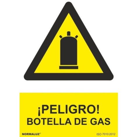 Señal ¡Peligro Botella de Gas (varios tamaños) SEKURECO                         200 x 300 mm                          ADHESIVOS DE VINILO
