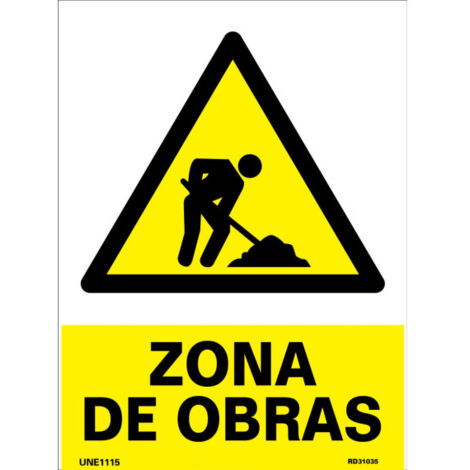 Señal con tintas UV Zona de Obras SEKURECO 150 x 200 mm ADHESIVOS DE VINILO (1/2)