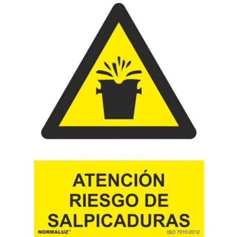 Señal Atención Riesgo de Salpicaduras SEKURECO 100 x 150 mm ADHESIVOS DE VINILO