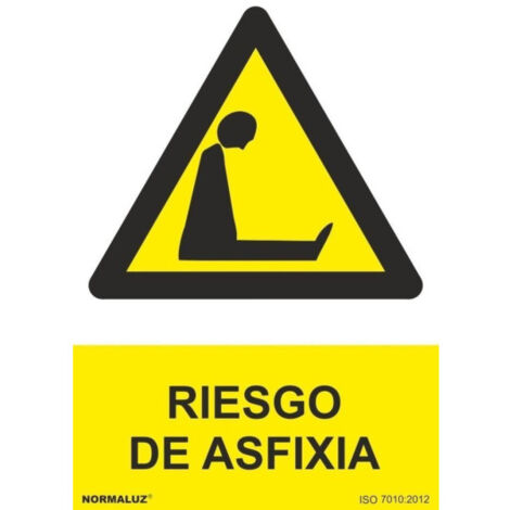 Señal industrial Riesgo de Asfixia, con tintas UV SEKURECO                         200 x 300 mm                          ADHESIVOS DE VINILO