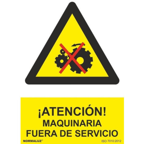 Señal ¡Atención! Maquinaria Fuera de Servicio Con Tintas UV | 200 x 300 mm - ADHESIVOS DE VINILO (1/2)