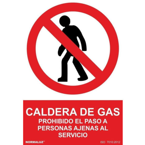 Señal Caldera de Gas Prohibido El Paso A Personas Ajenas Al Servicio | 200 x 300 mm - ADHESIVOS DE VINILO