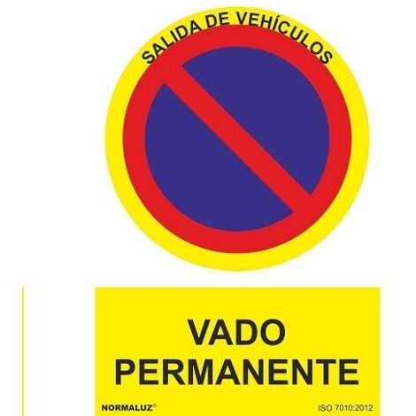 Señal Vado Permanente adhesivo vinilo 15x20cm  Amarillo