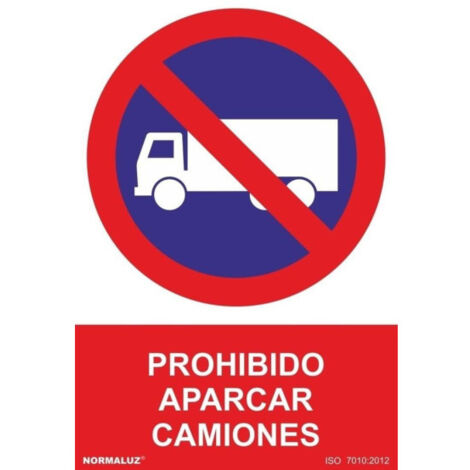 Señal Prohibido Aparcar Camiones Con Tintas UV | 300 x 400 mm - PVC GLASSPACK 0'7 mm (1/2)