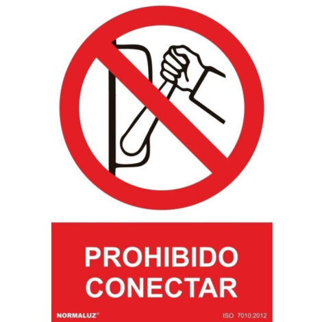 Señal de Prohibido Conectar, de texto y pictograma SEKURECO 150 x 200 mm ADHESIVOS DE VINILO (1/2)