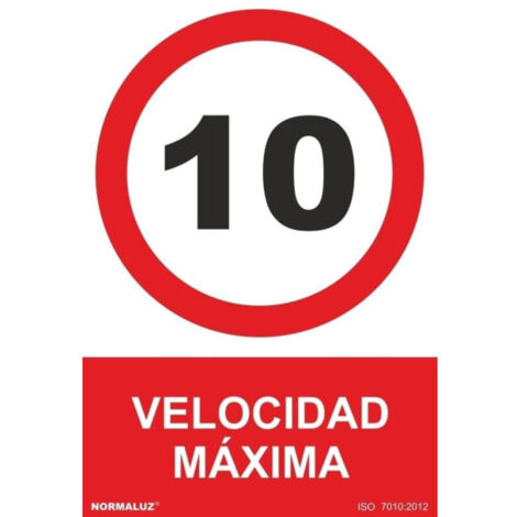 Señal Velocidad Máxima 10 Km/h Con Tintas UV | ADHESIVOS DE VINILO - 150 x 200 mm