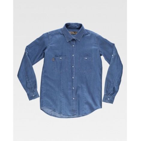 Blusa vaquera entallada manga larga WORKTEAM B8790 M Vaquero Claro