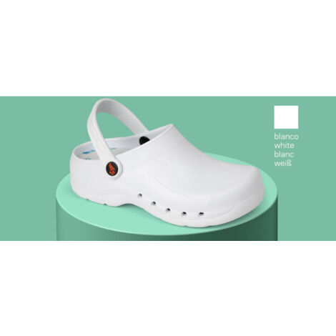 Zueco para sanidad y hostelería con tratamiento virucida y antibacterias unicolor DIAN EVA 38 Blanco (1/2)