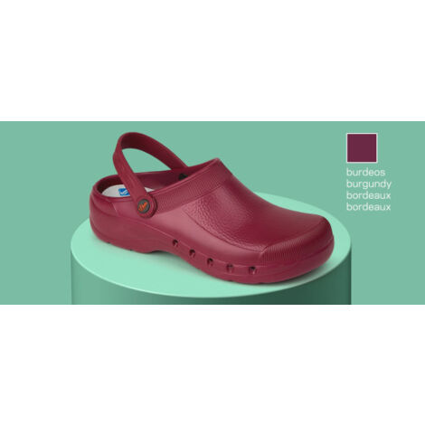 Zueco para sanidad y hostelería con tratamiento virucida y antibacterias unicolor DIAN EVA 36 Burdeos (1/2)