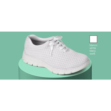 Zapatilla sanitaria tipo blucher con corte de rejilla y plantilla acolchada DIAN CALPE 45 Blanco (1/2)