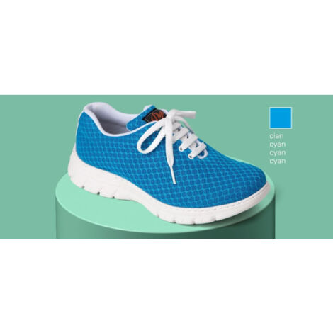 Zapatilla sanitaria tipo blucher con corte de rejilla y plantilla acolchada DIAN CALPE 42 Cian (1/2)