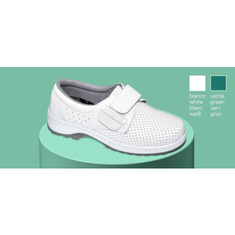 Zapato sanitario de piel de vacuno con forro transpirable y cierre intercambiable DIAN PREMIER 44 Blanco