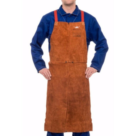 Mandil para soldadura WELDAS en cuero serraje vacuno Lava Brown 107 x 60 cm