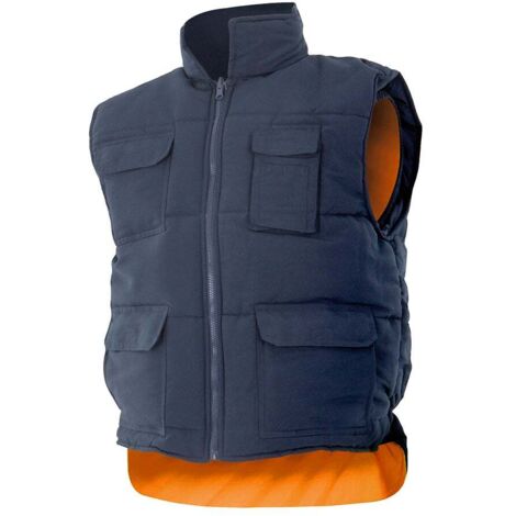 Chaleco Acolchado Reversible Alta Visibilidad AZUL MARINO/NARANJA FLÚOR 3XL