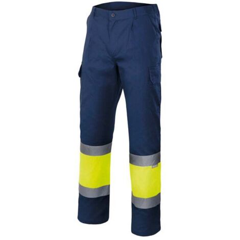 Pantalón Forrado Bicolor Alta Visibilidad AZUL MARINO/AMARILLO FLÚOR S