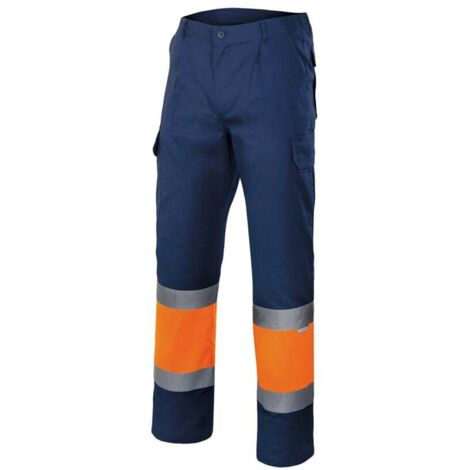 Pantalón Forrado Bicolor Alta Visibilidad AZUL MARINO/NARANJA FLÚOR L